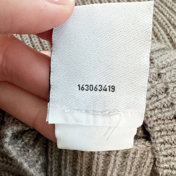 MaxMara Leisure Fulmine Belted Ribbed Wool Poncho Sweater Grey - Picture 5 of 13